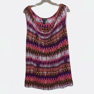 Lane Bryant Multicolor Sleeveless Cowl Neck Tank Top